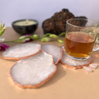 Turquoise  Crystal Agate Coaster With Rose Gold Plating