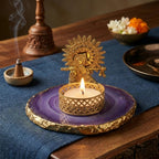 Agate Metal Krishna Bansi Tealight