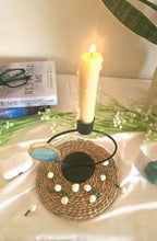 Candle Stand Metal Round with Turquoise Agate