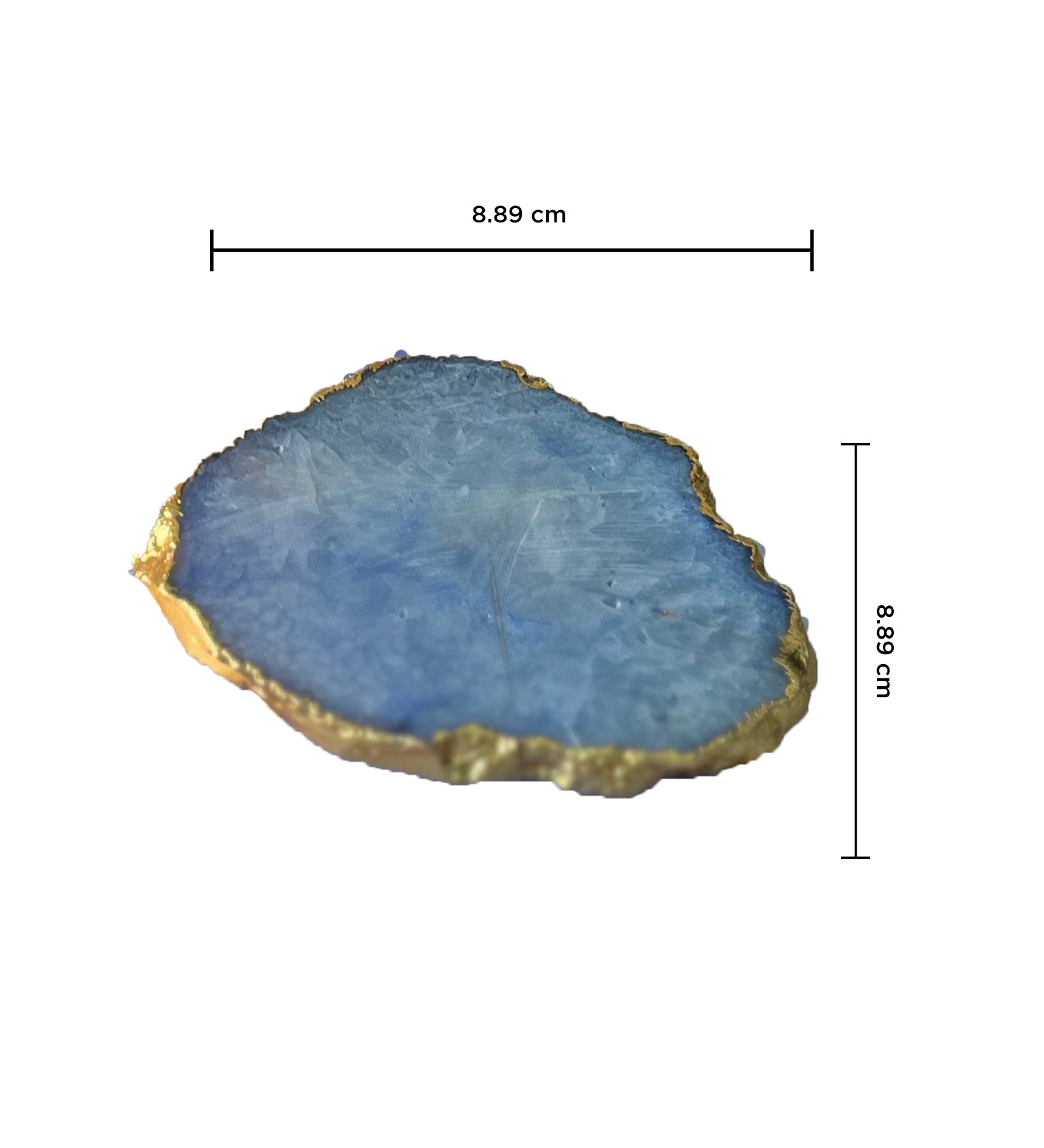 Crystal Agate Coaster Gold Plated Set of 4- Blue