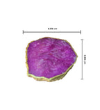 Crystal Agate Coaster Gold Plated Set of 4- Pink