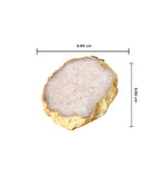 Crystal Agate Coaster Gold Plated Set of 4- White