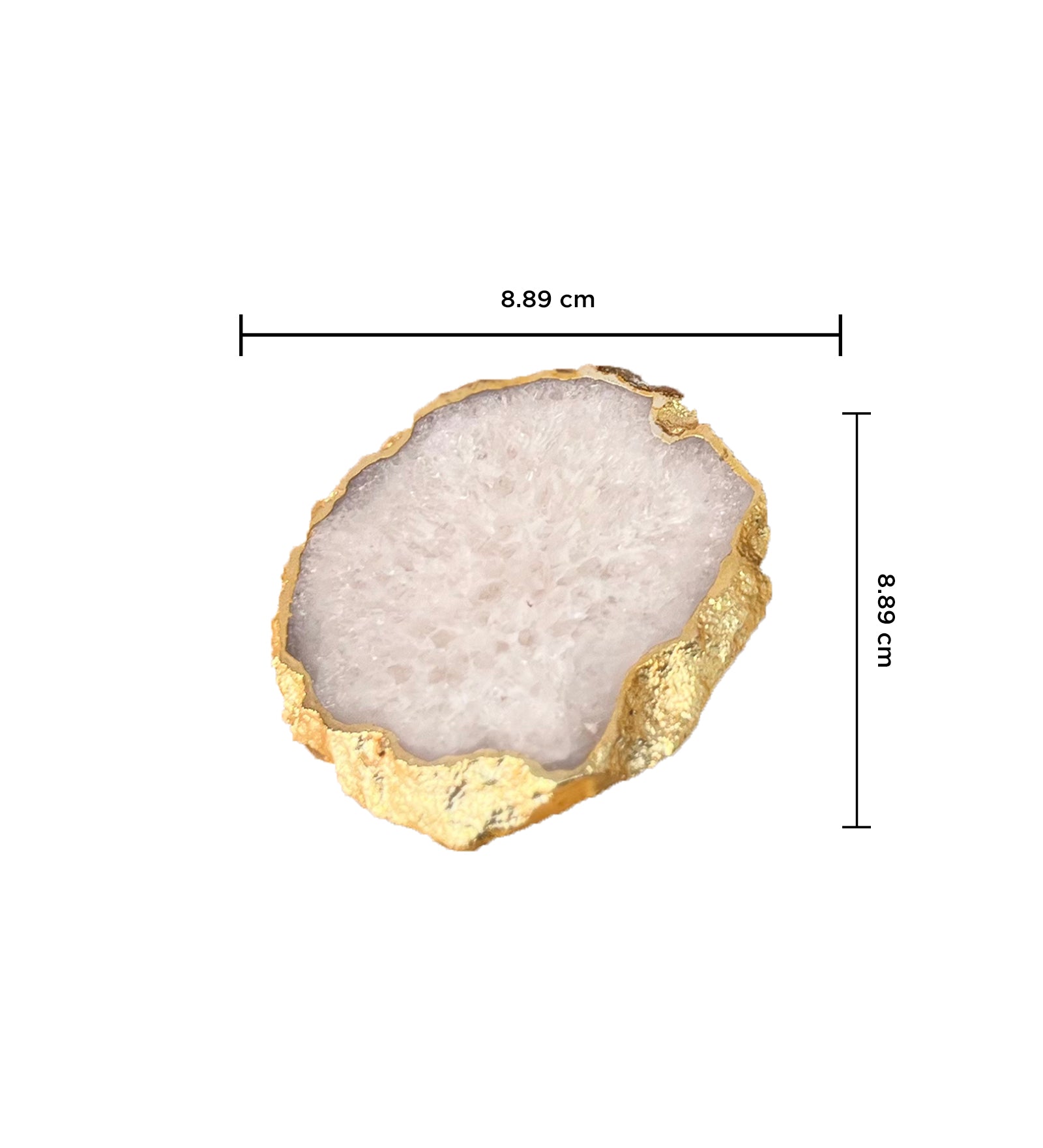 Crystal Agate Coaster Gold Plated Set of 4- White