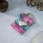 Crystal Agate Stone Coaster Set of 2 Square Table Coaster