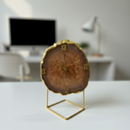 Agate Crystal Blue Desktop Clock with Metal  Stand