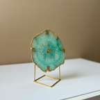 Agate Crystal Blue Desktop Clock with Metal  Stand