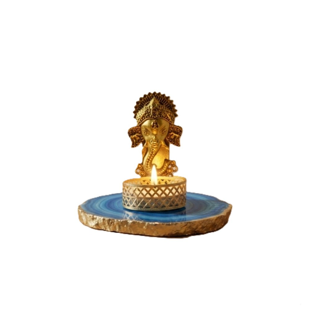 Agate Metal Ganesha Tealight
