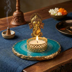Agate Metal Ganesha Tealight