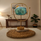 Agate Guruji Mantra Oval Shape Metal Showpiece- Turquoise