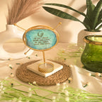 Agate Guruji Mantra Round Shape Metal Showpiece- Turquoise