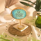 Agate Guruji Mantra Round Shape Metal Showpiece- Turquoise