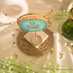 Agate Guruji Mantra Round Shape Metal Showpiece- Turquoise