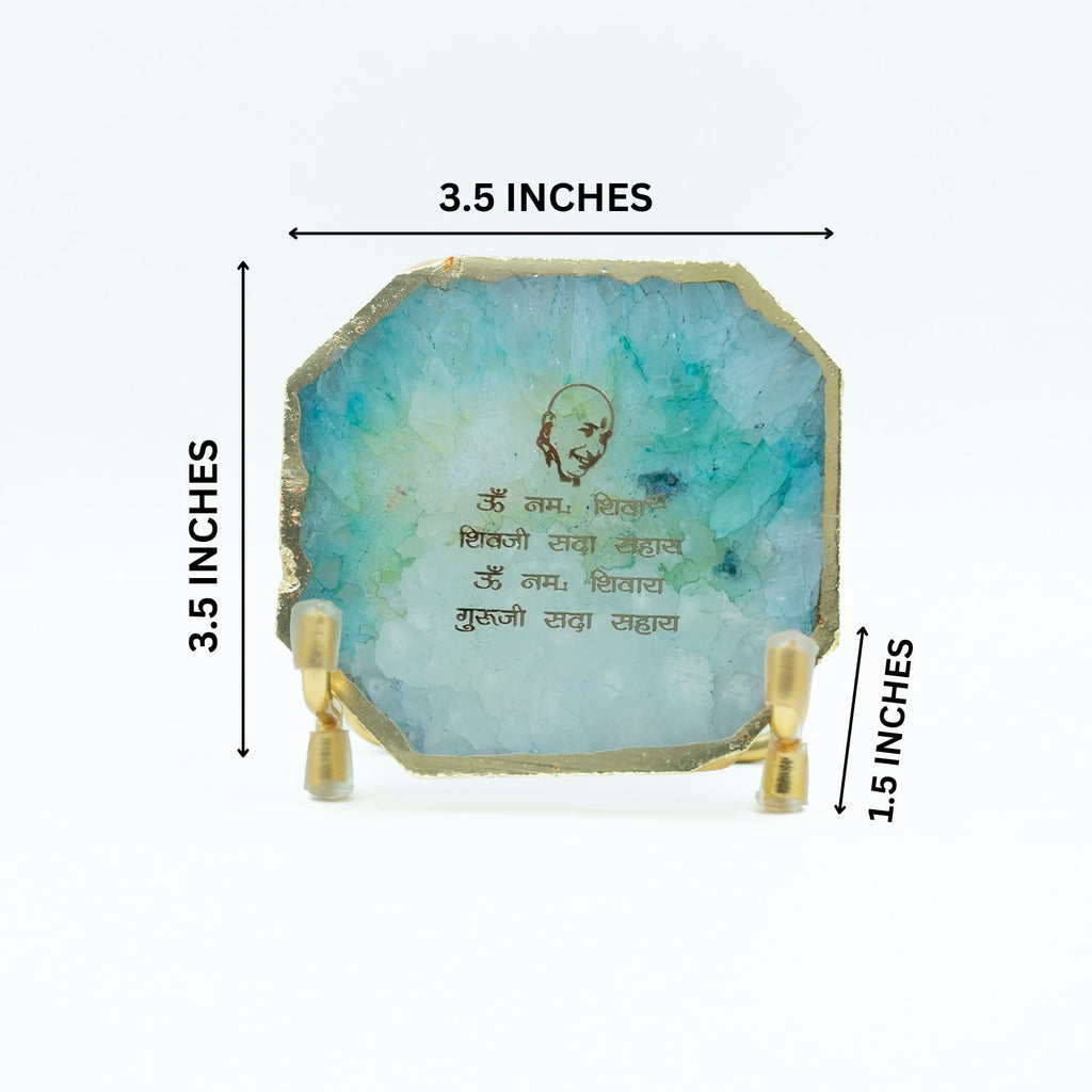 Guru Ji Mantra Green Agate Metal Showpiece