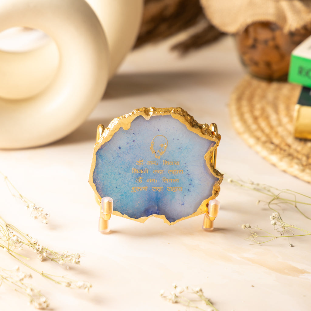 Guru Ji Mantra Turquoise Agate Metal Showpeice