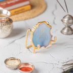 Guru Ji Mantra Turquoise Agate Metal Showpeice