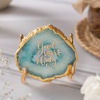 Good Vibes Green Agate Metal Showpeice