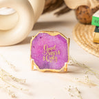 Good Vibes Pink Agate Metal Showpeice