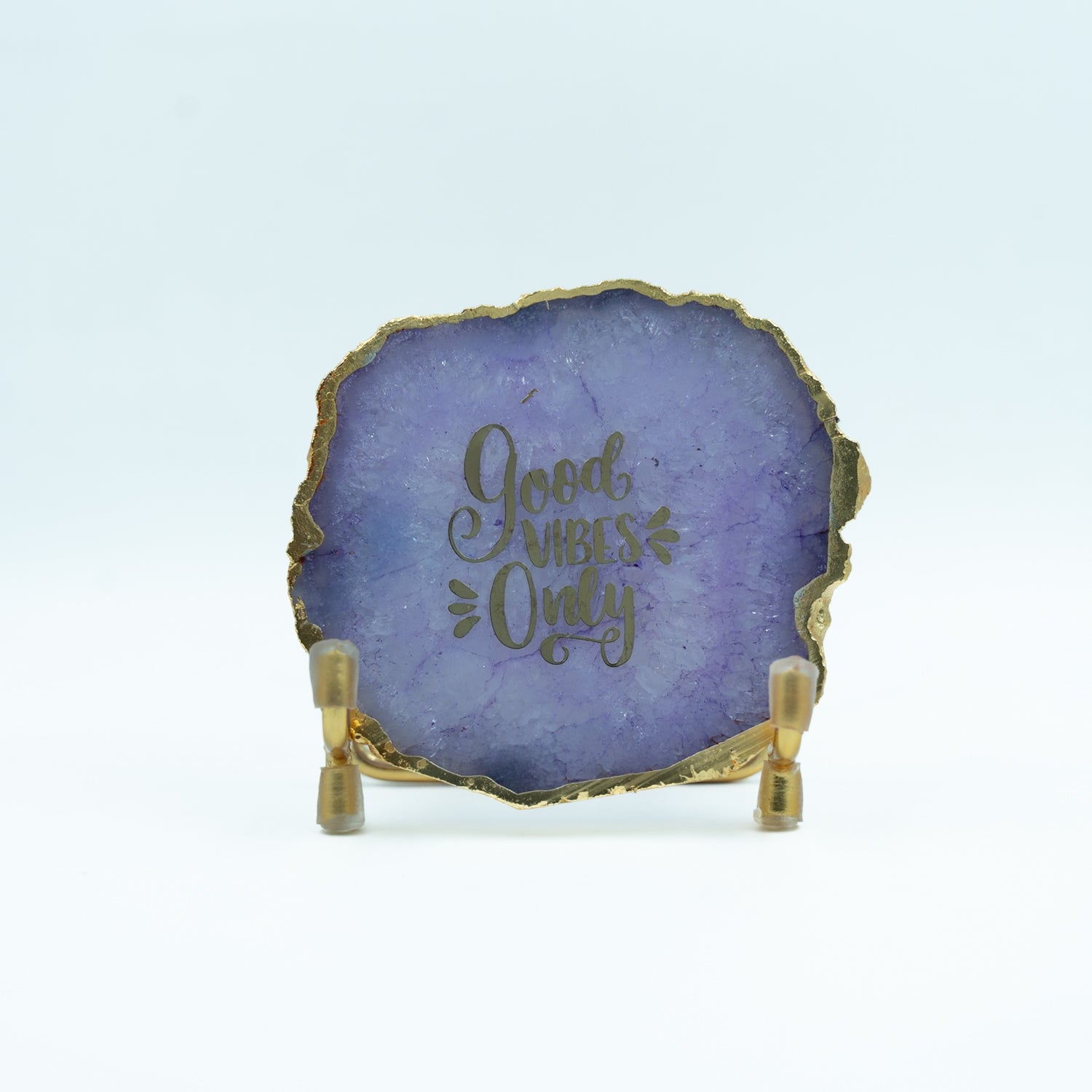 Good Vibes Purple Agate Metal Showpeice