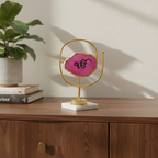 Agate Ik Onkar Oval Shape Metal Showpiece- Pink