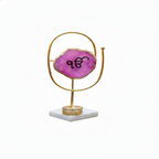 Agate Ik Onkar Oval Shape Metal Showpiece- Pink