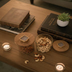 Agate White Stone Lid Glass Storage Jar with Wooden Top set of 2