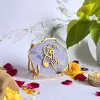 Jai Shree Ram Agate Metal Stand Relegious Showpeice-Purple