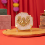 Agate Laxmi Showpiece Gold Platting Egdes With Metal Stand - Natural