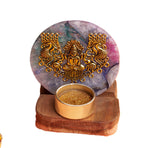 Agate Laxmi Ji Wooden Tealight - Mixed Agate
