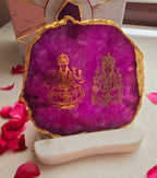 Laxmi Ganesha Agate with Marble Base Back Side Tealight-Pink