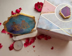 Laxmi Ganesha Agate with Marble Base Back Side Tealight-Turquoise