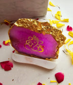 Ganesha Agate with Marble Base Back Side Tealight-Pink