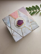 Ganesha Agate with Marble Base Front Side Tealight-Green