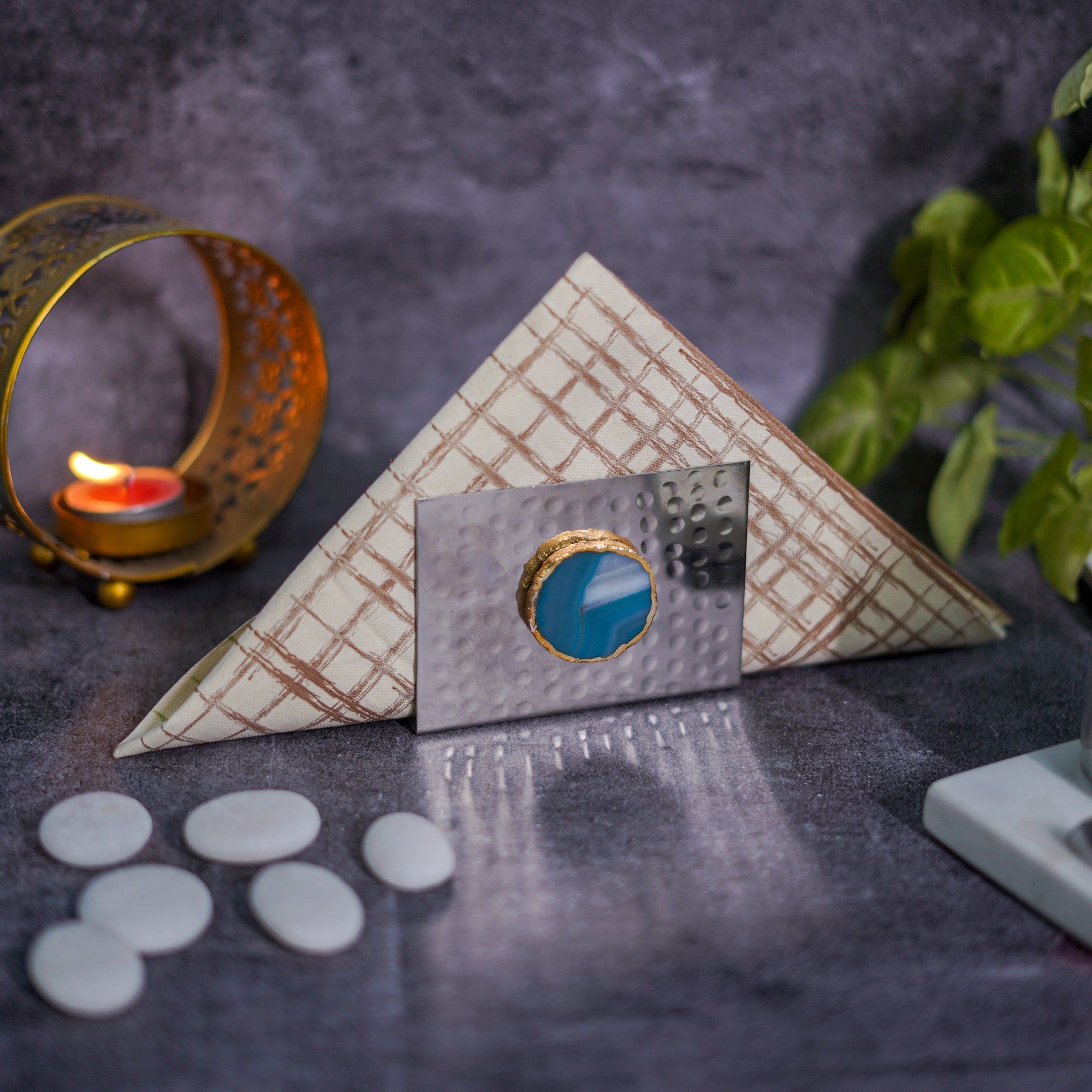 Metal Tissue Holder with Agate
