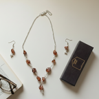 Smoky Quartz Brown Necklace With Earings