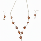 Smoky Quartz Brown Necklace With Earings