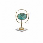 Agate Namokar Mantra Oval Shape Metal Showpiece- Turquoise