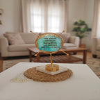 Agate Namokar Mantra Round Shape Metal Showpiece- Turquoise