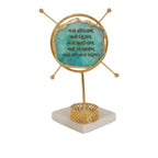 Agate Namokar Mantra Round Shape Metal Showpiece- Turquoise