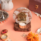 Agate Narayan Wooden Tealight - White