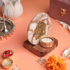 Agate Narayan Wooden Tealight - White