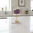 Agate OM Oval Shape Metal Showpiece- Purple