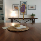 Agate OM Rectangular Shape Metal Showpiece- Purple
