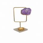 Agate OM Rectangular Shape Metal Showpiece- Purple