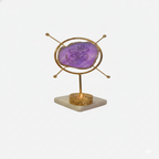Agate OM Round Shape Metal Showpiece- Purple