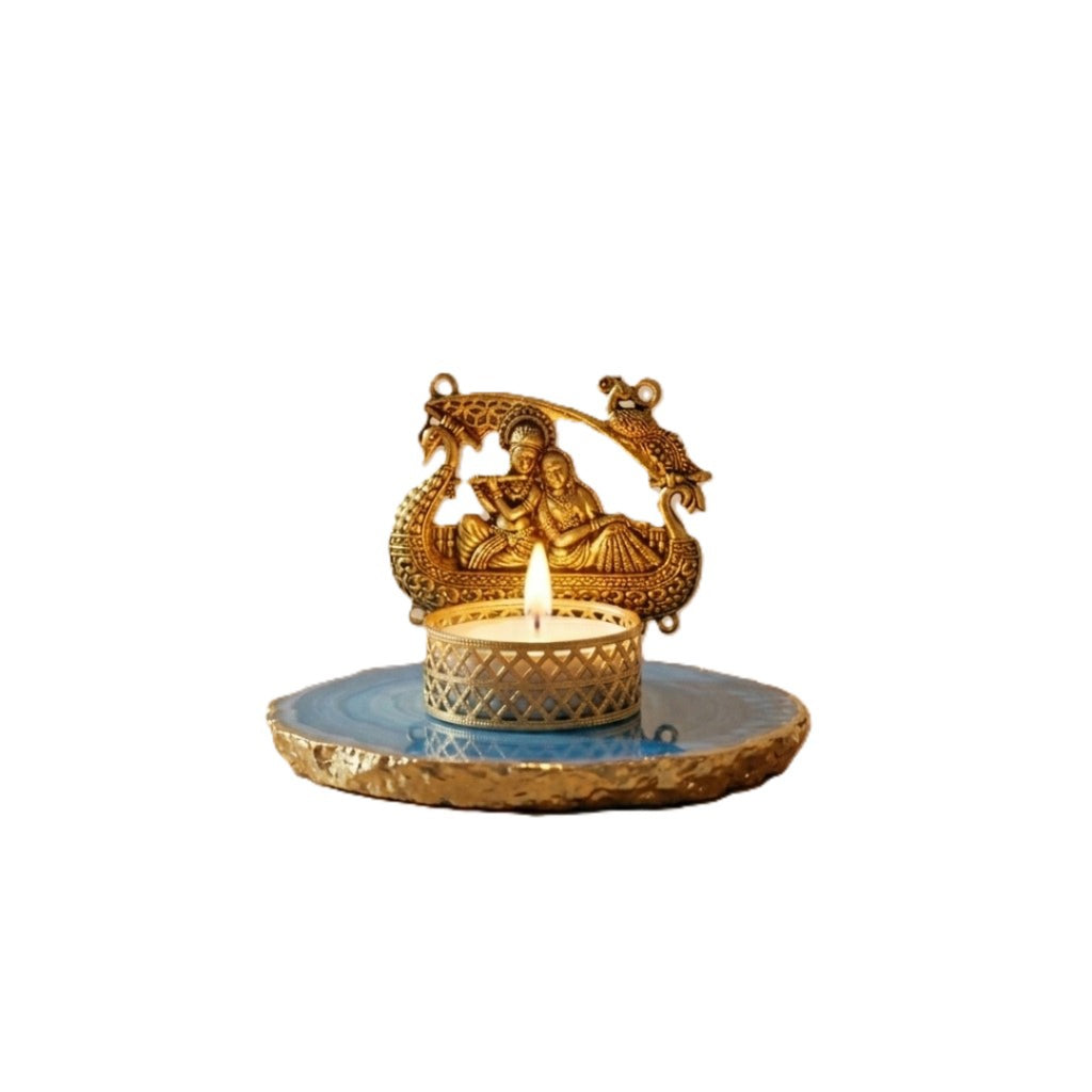 Agate Metal Radha Krishna Tealight