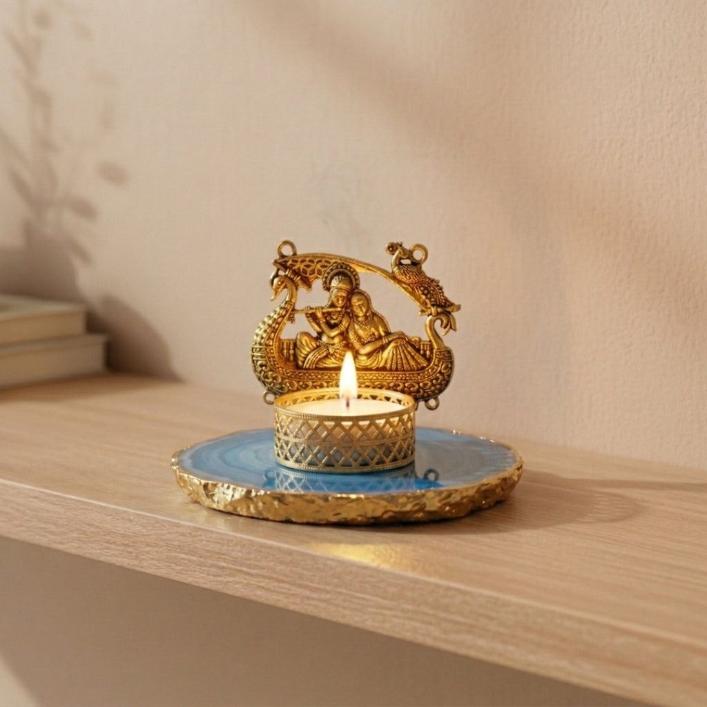 Agate Metal Radha Krishna Tealight