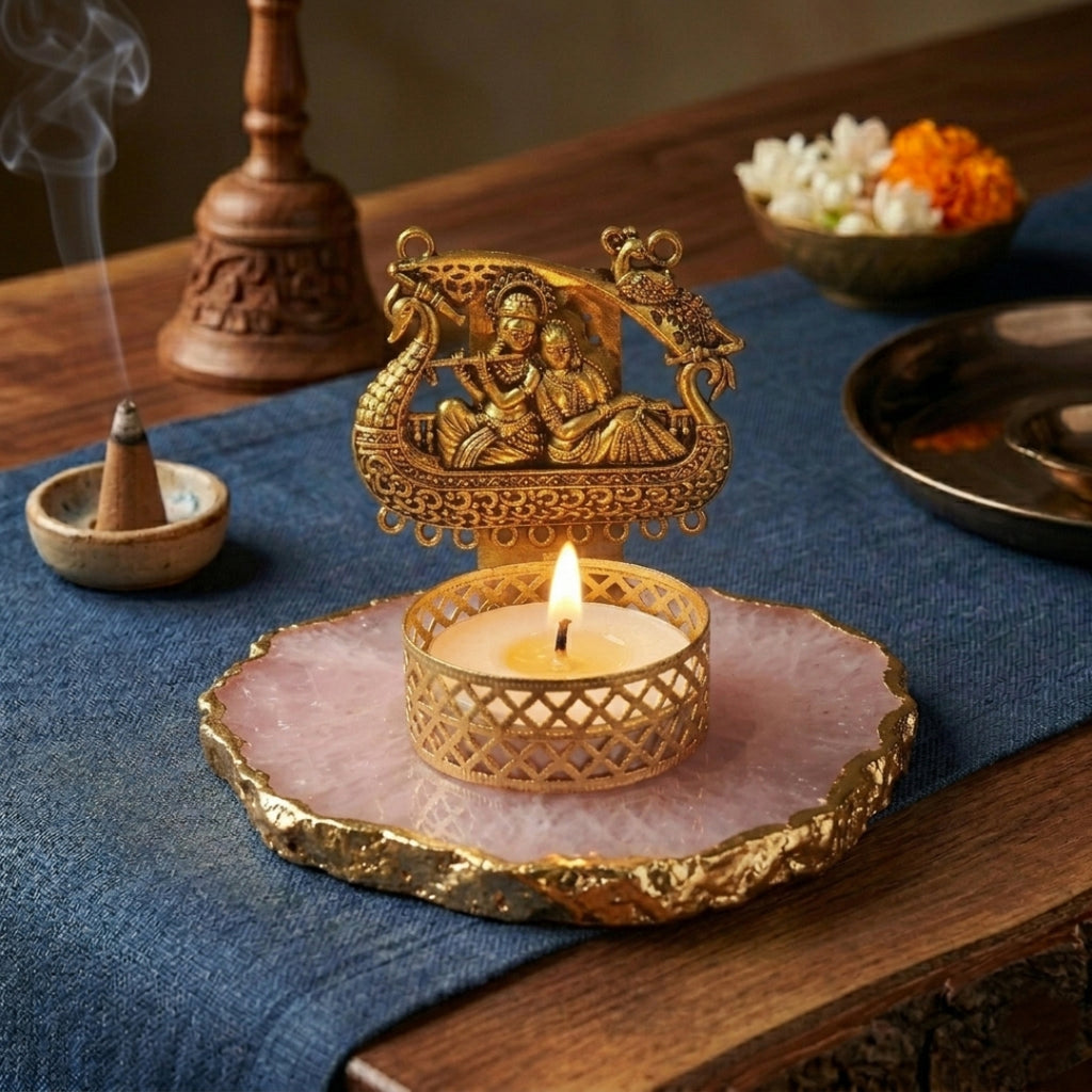 Agate Metal Radha Krishna Tealight
