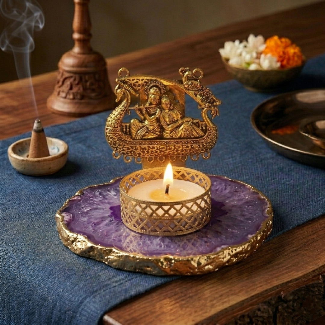Agate Metal Radha Krishna Tealight