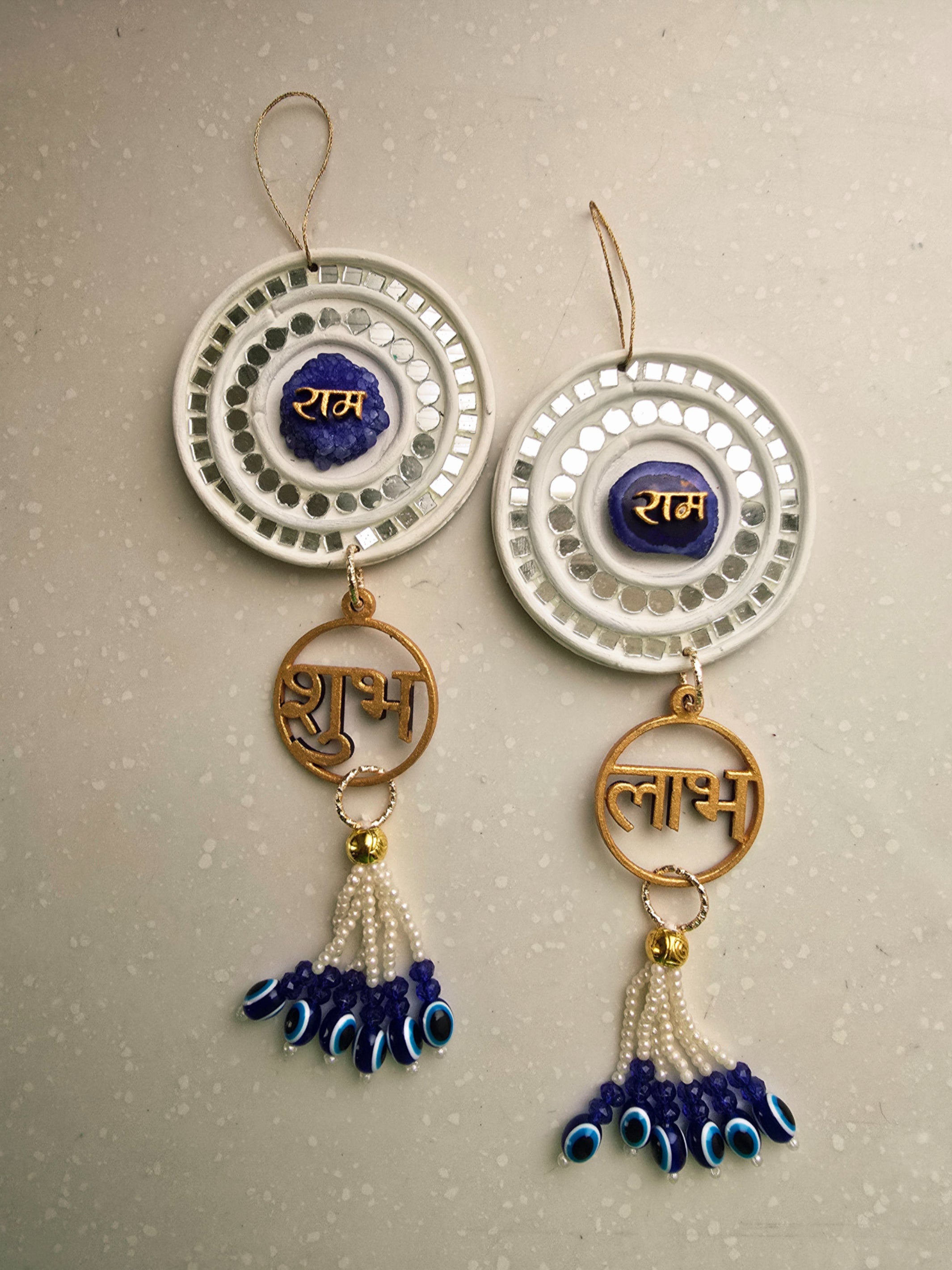 Blue Shubh Labh Ram Door Hangings