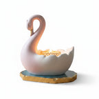 Swan Shaped Tealight Candle Holder Agate Base Blue